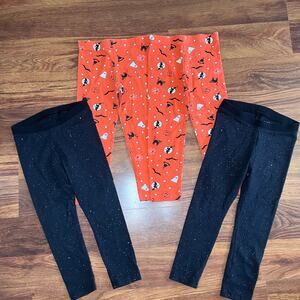 Twin Girls Leggings Bundle Halloween and Sparkle Size 3T